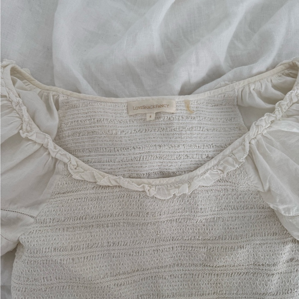 LoveShackFancy Ivory Ruffled Blouse - Picture 4 of 5